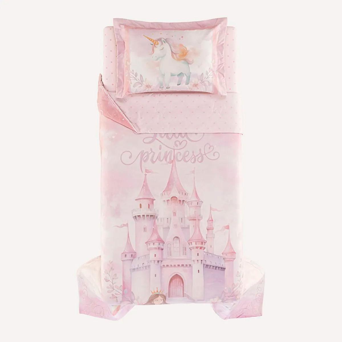 Colcha Infantil Solteiro com Porta-travesseiro Karsten 200 Fios Princesinha