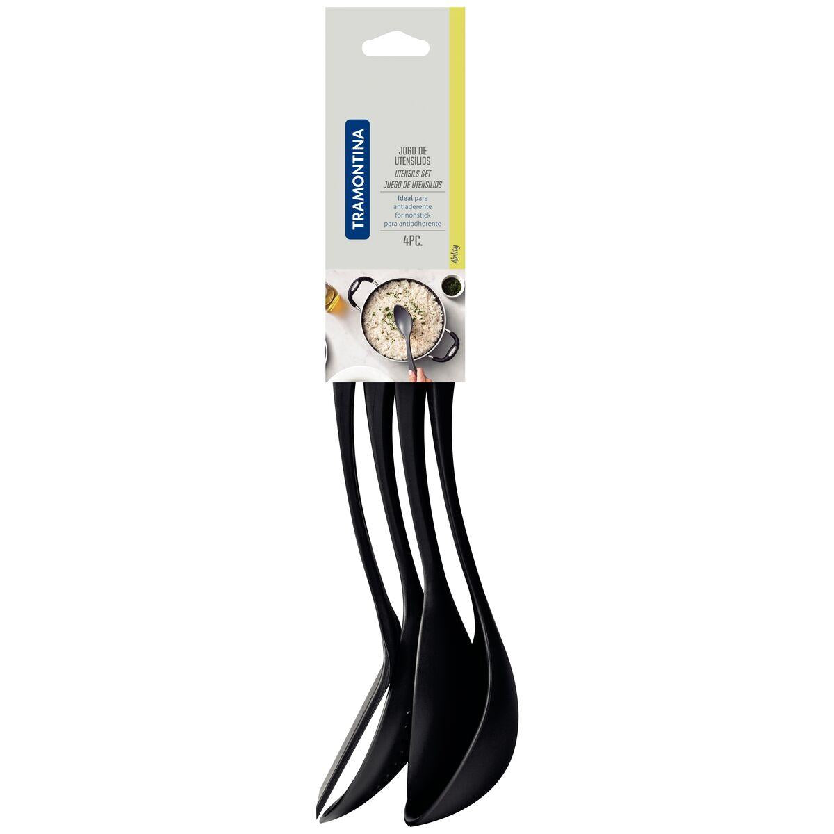 Jogo de Utensílios Tramontina Ability em Nylon Preto 4 Peças