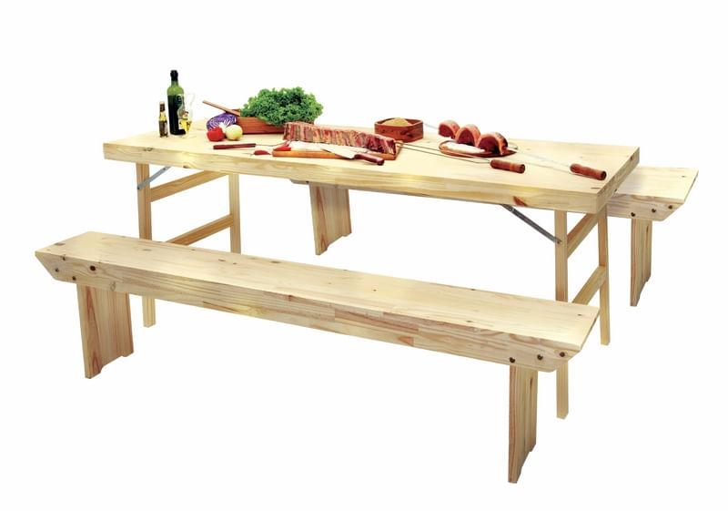Conjunto Mesa e 2 Bancos em Madeira Naturalle Verniz Tramontina 91757100