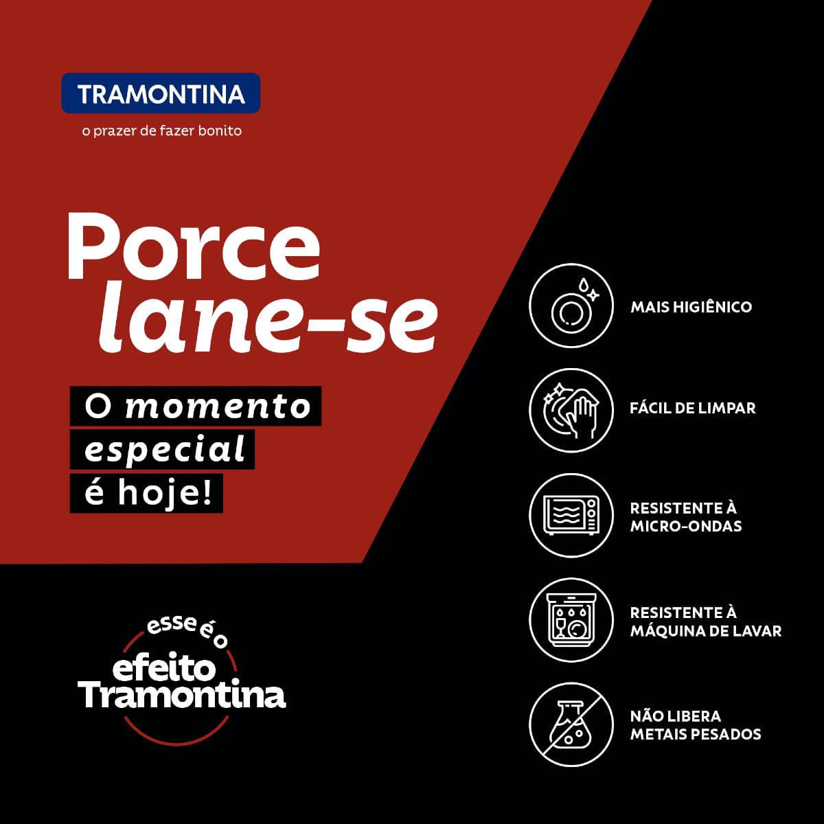 Kit Prato Raso Tramontina Churrasco Stone em Porcelana 28 cm 06 Peças