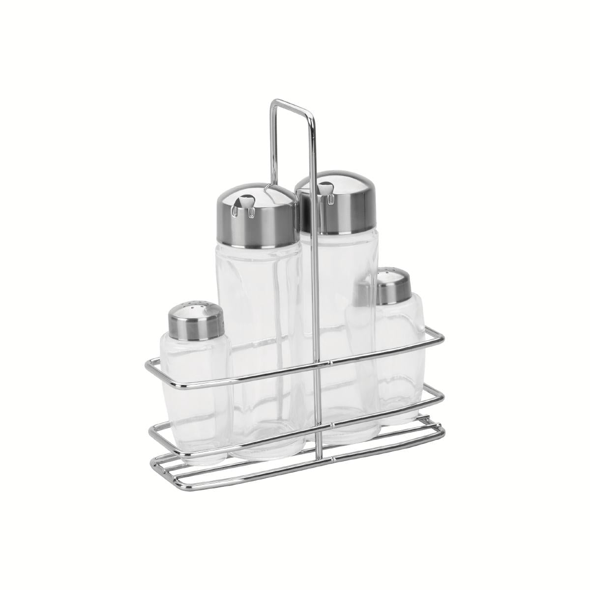 Conjunto Galheteiro Tramontina Ciclo em Vidro e Aço Inox 4 Peças