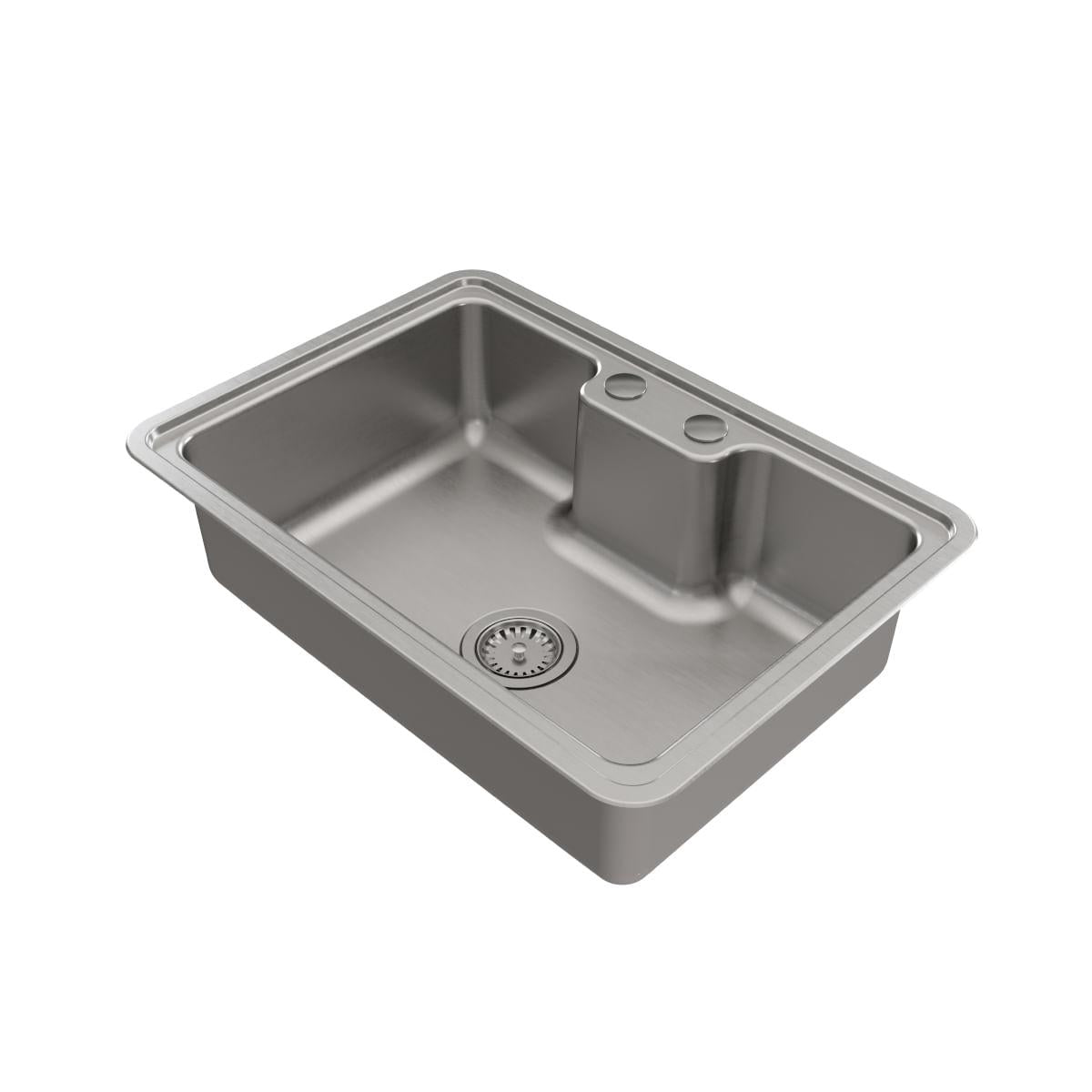 Cuba de Sobrepor ou Embutir Docol Massima 68x48x20 cm em Aço Inox Escovado com Válvula