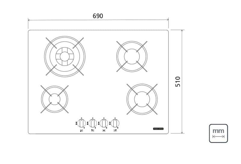 Cooktop Tramontina 4Q Gás Vidro Trapézio 4GG Tri 70 94707201