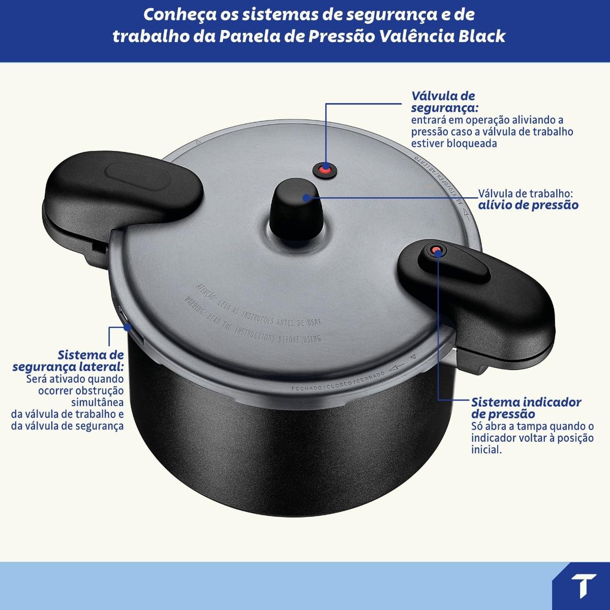Panela de Pressão Tramontina Valência Black 7 L 24 cm em Alumínio com Revestimento Cerâmico