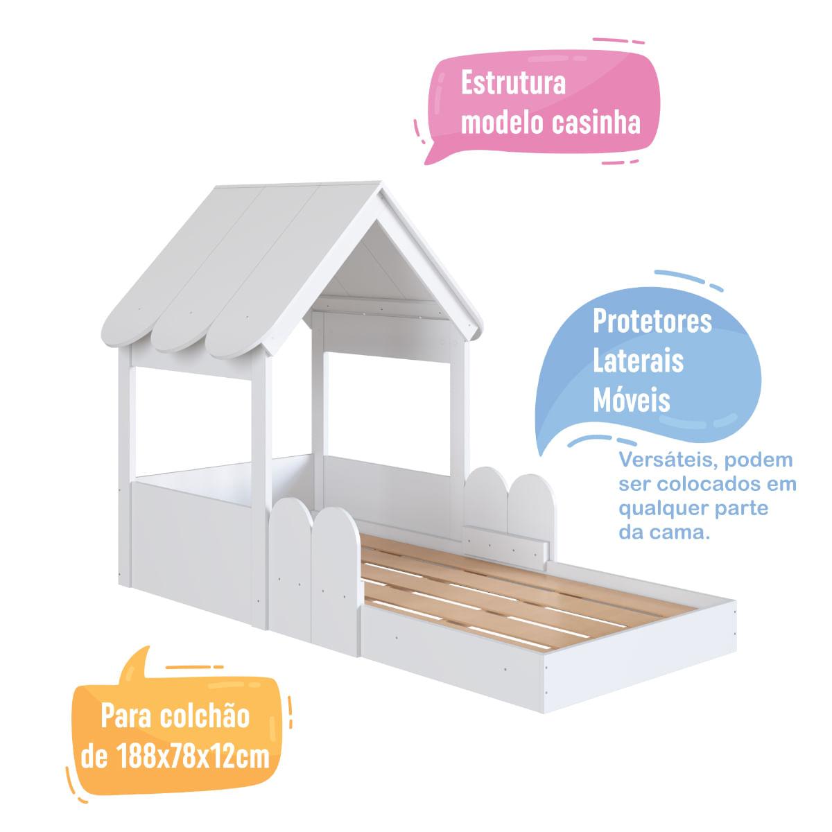 Cama Infantil Montessoriana Casinha Branca Completa Móveis