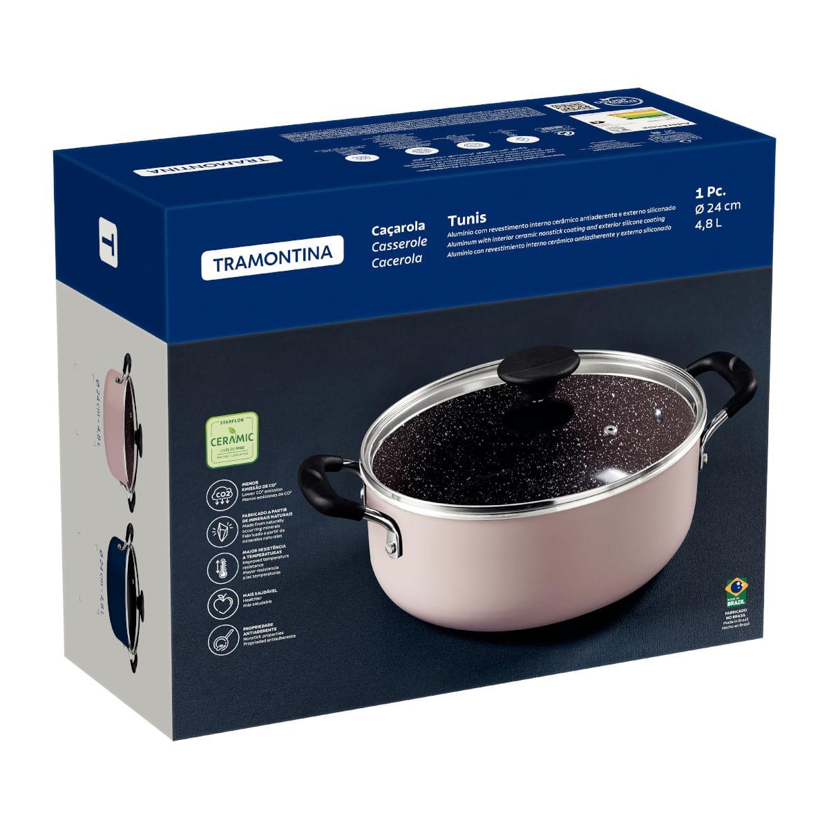 Caçarola Tramontina Tunis em Alumínio 24 cm 4,8 L Cerâmico Rosa Trufado