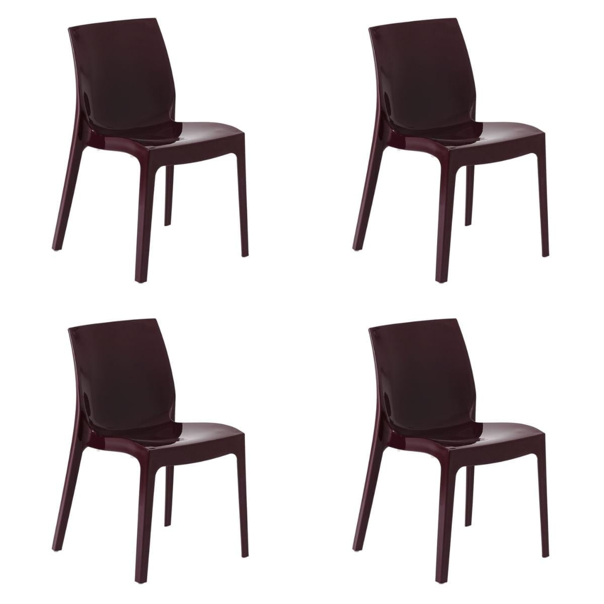 Kit 4 Cadeiras Tramontina Alice Vermelho Garnet Brilho em Polipropileno
