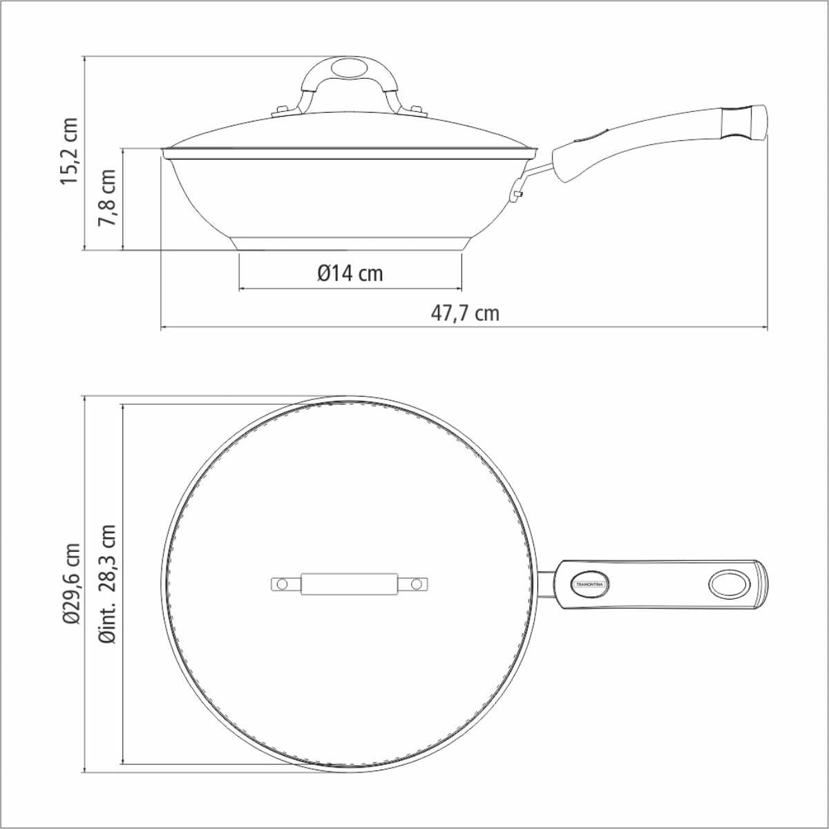 Wok Tramontina Astro Silicone 28cm 3,3L em Aço Inox Fundo Triplo Indução