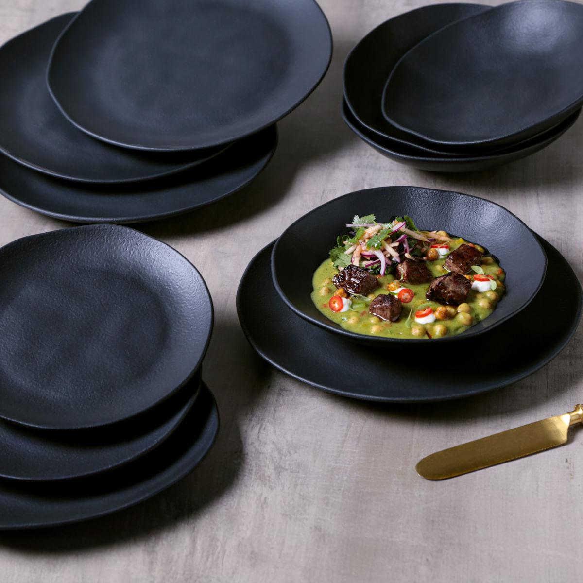 Aparelho de Jantar 20 Peças Orgânico Preto Matte Porto Brasil