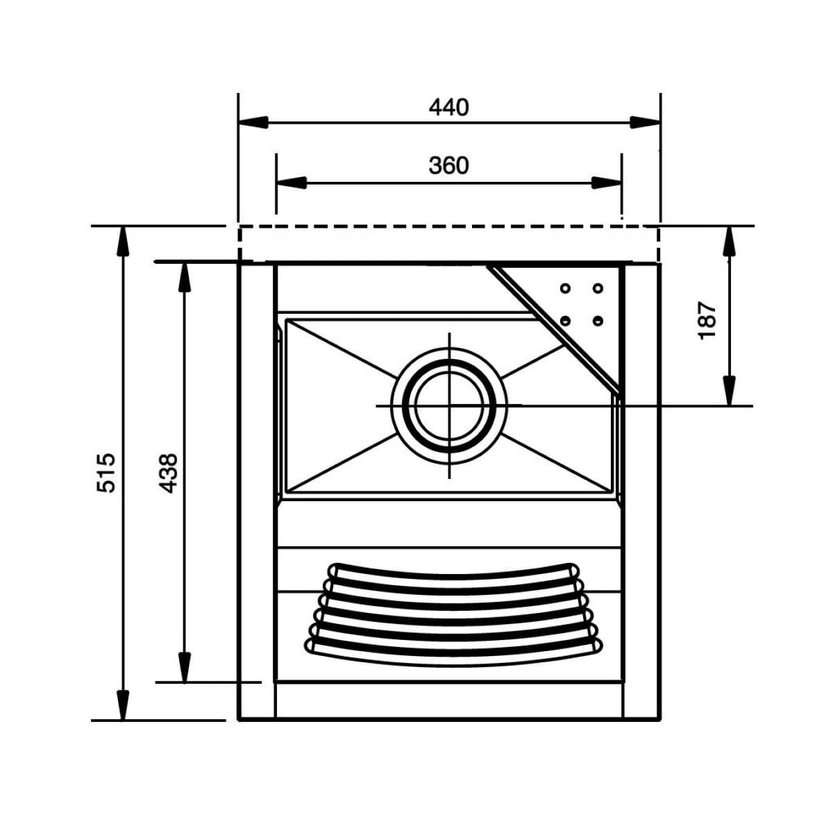 Tanque Reto Sobrepor 23L Docol em Aço Inox Alto Brilho 44x51,5x26cm com Válvula