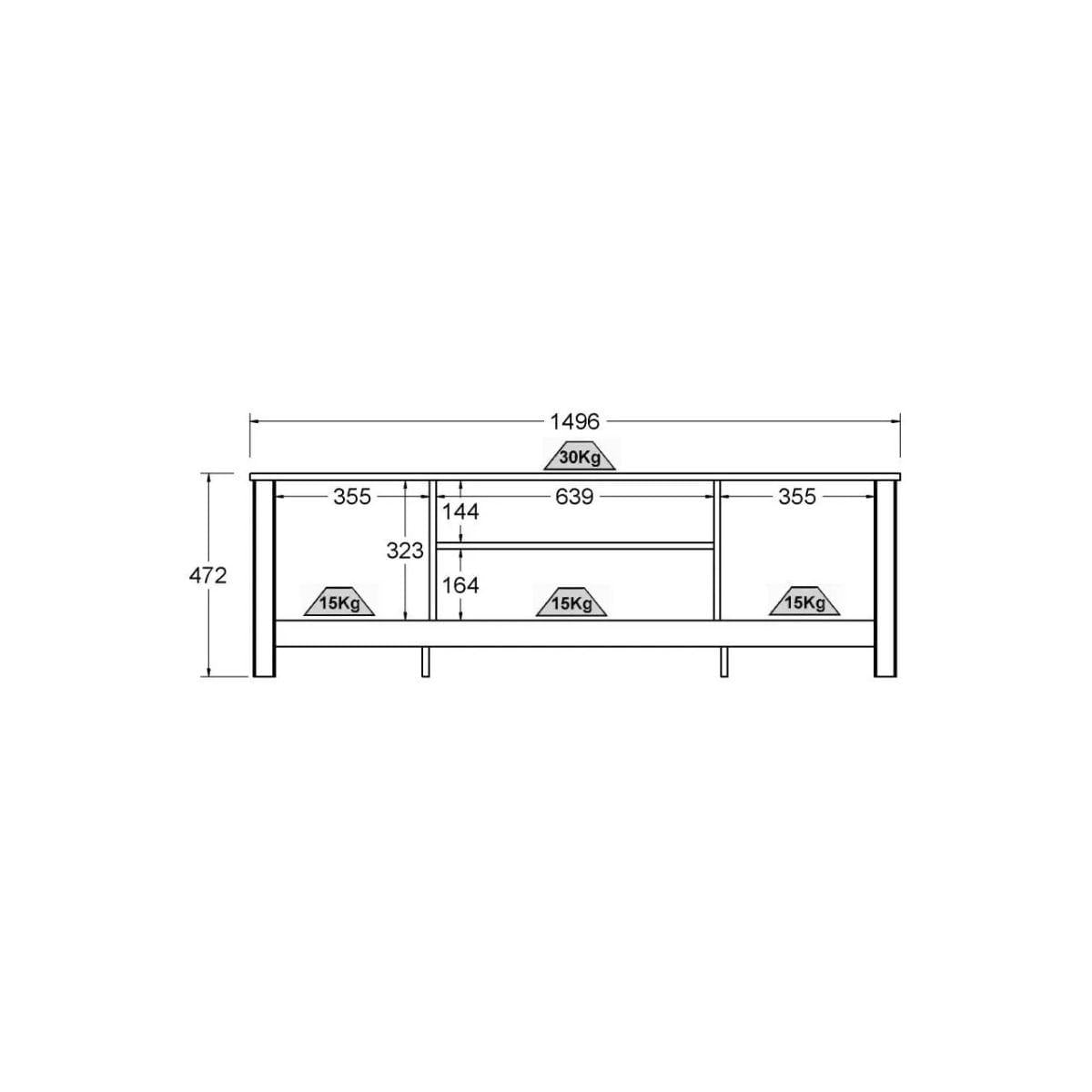 Rack para TV 2 Portas 150x44x47 cm Branco Ditália