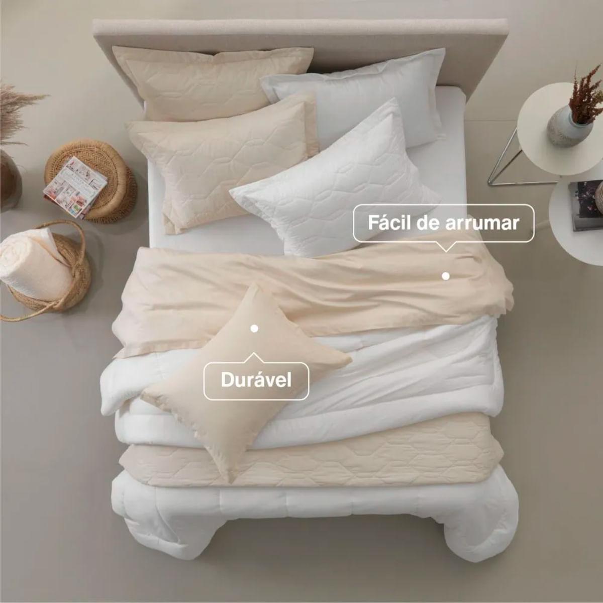 Edredom Solteiro 180 Fios Karsten 100% Algodão 180x240 cm Liss Branco