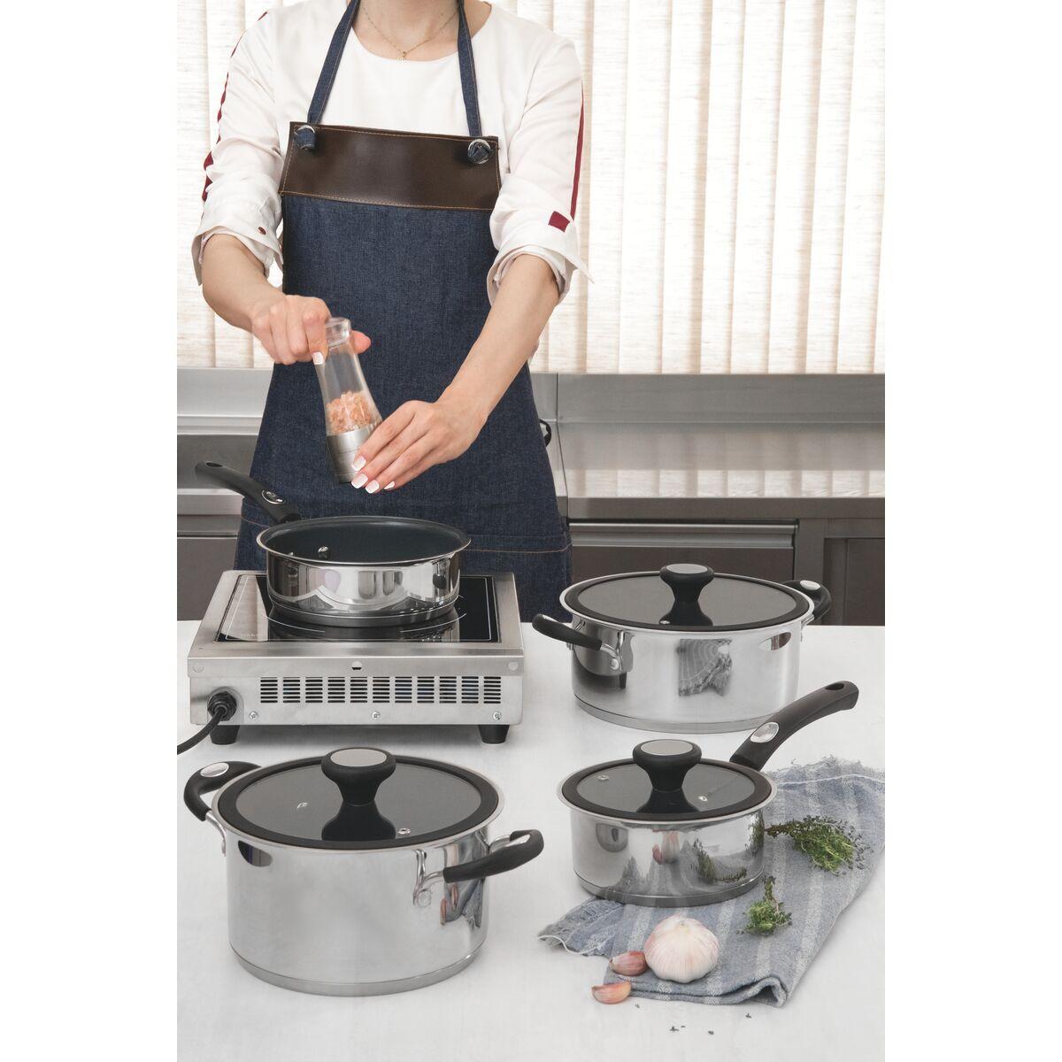 Jogo de Panelas Tramontina Solar Ceramic em Aço Inox com Revestimento Interno Cerâmico Grafite 4 Peças