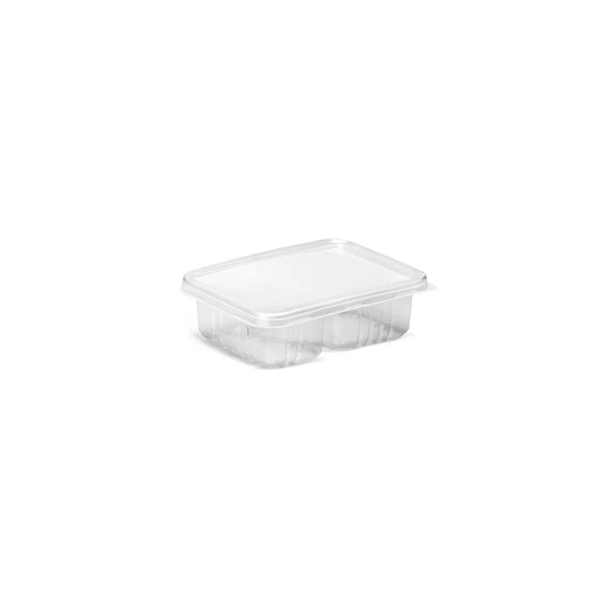 100un Pote Refeição com 2 Divisórias 500ml G321 Transparente Freezer Microondas Galvanotek