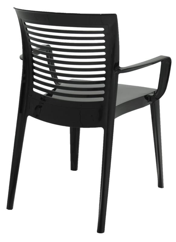 Cadeira Victória encosto vazado horizontal com braços preta Tramontina 92042009