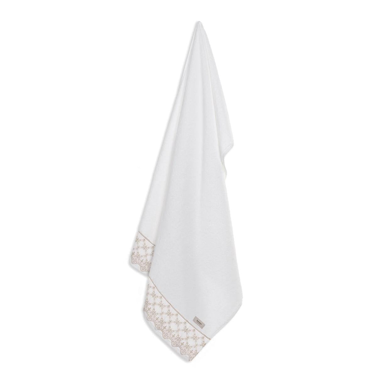 Toalha de Banho Karsten Fio Penteado Constanza Branco/ Marrom 70x140 cm