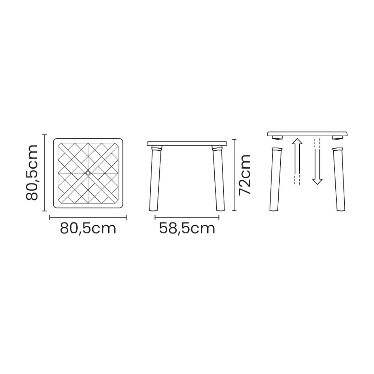 Mesa Tramontina Sancho 80 x 80 cm em Polipropileno Preto