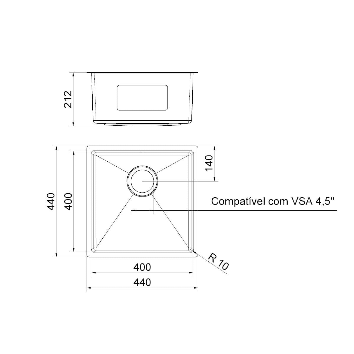 Cuba Docol Bistrô 40x40x20 cm Aço Inox Escovado