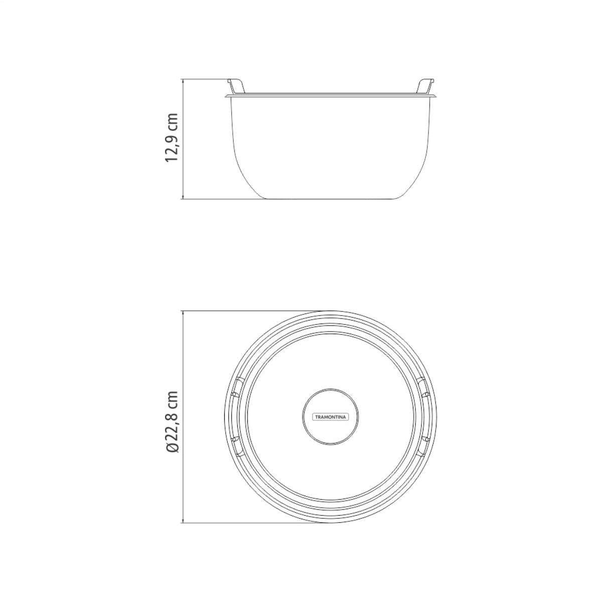 Bowl Tramontina Cucina em Aço Inox com Tampa Plástica 20 cm 3 Litros