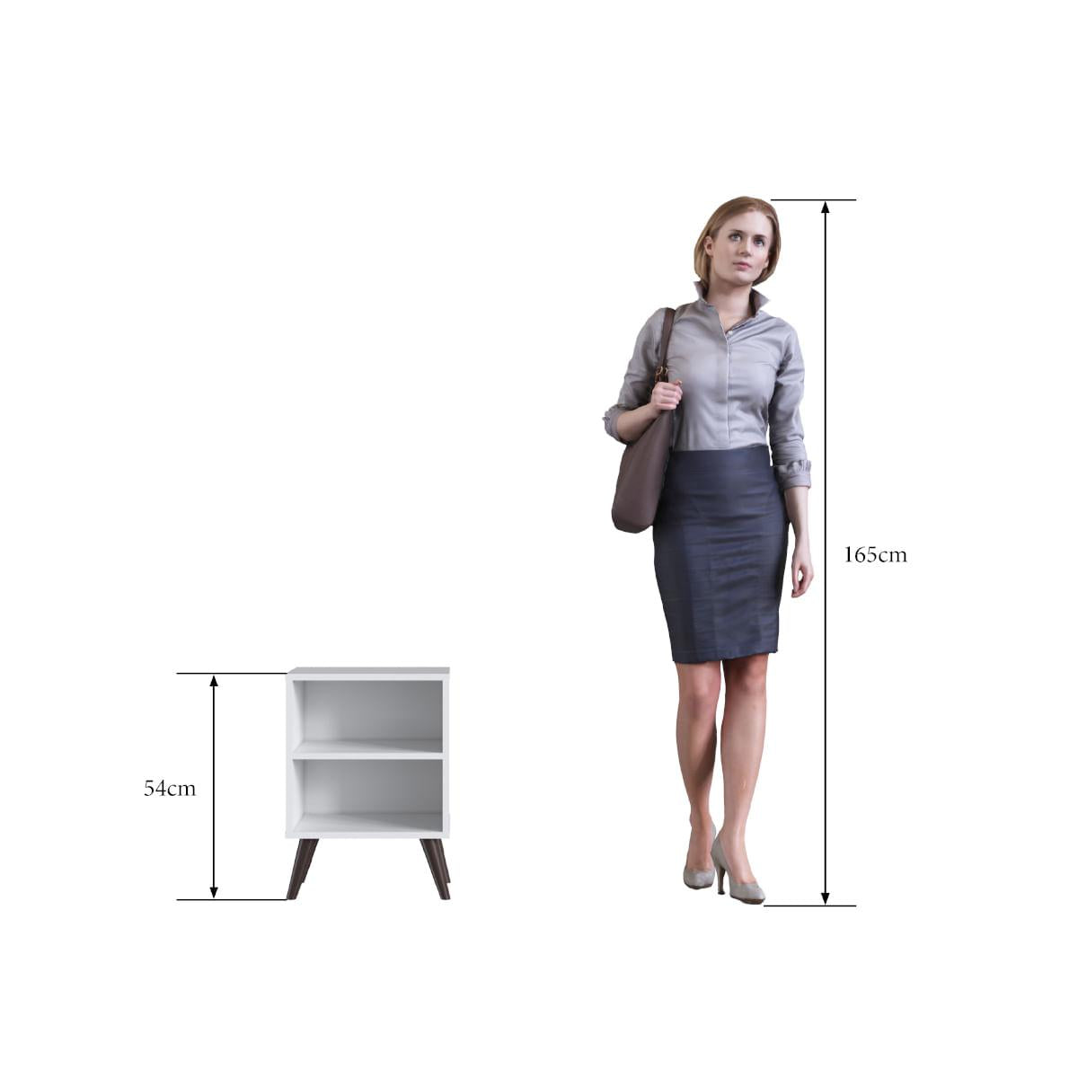 Mesa de Cabeceira Retrô com Prateleira em MDP Branco Completa Móveis