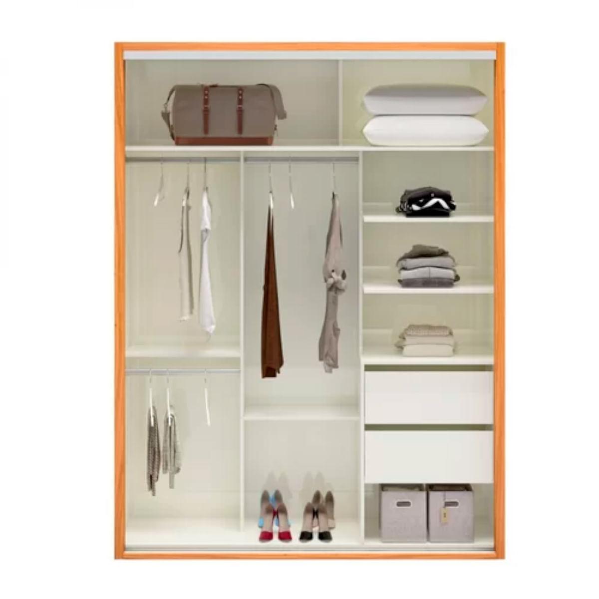 Guarda-Roupa Solteiro 2 Portas de Correr 2 Gavetas 179 cm Freijó/Off White TW601 JW Dalla Costa