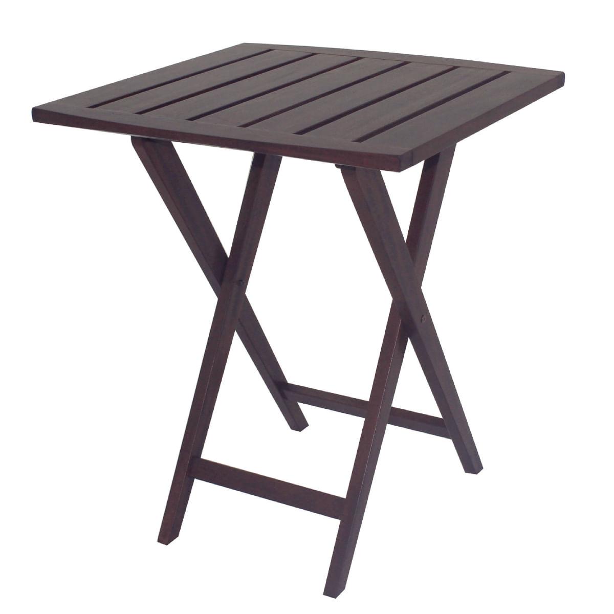 Mesa Quadrada Dobrável Tramontina Varanda em Madeira Mogno Africano 63 x 75 cm