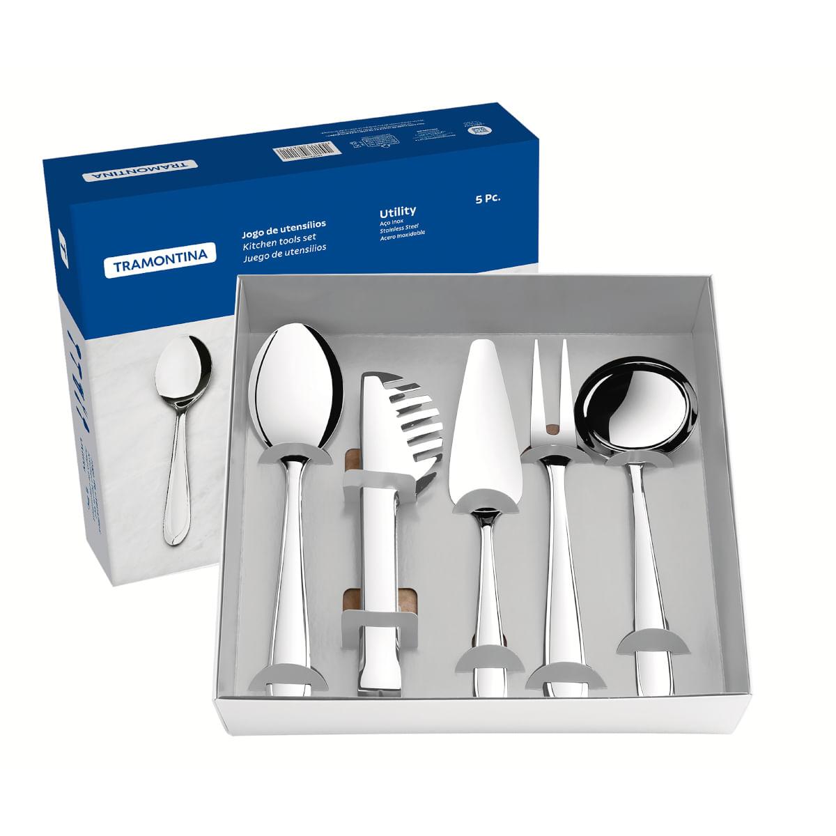Jogo de Utensílios Tramontina Utility em Aço Inox 5 Peças