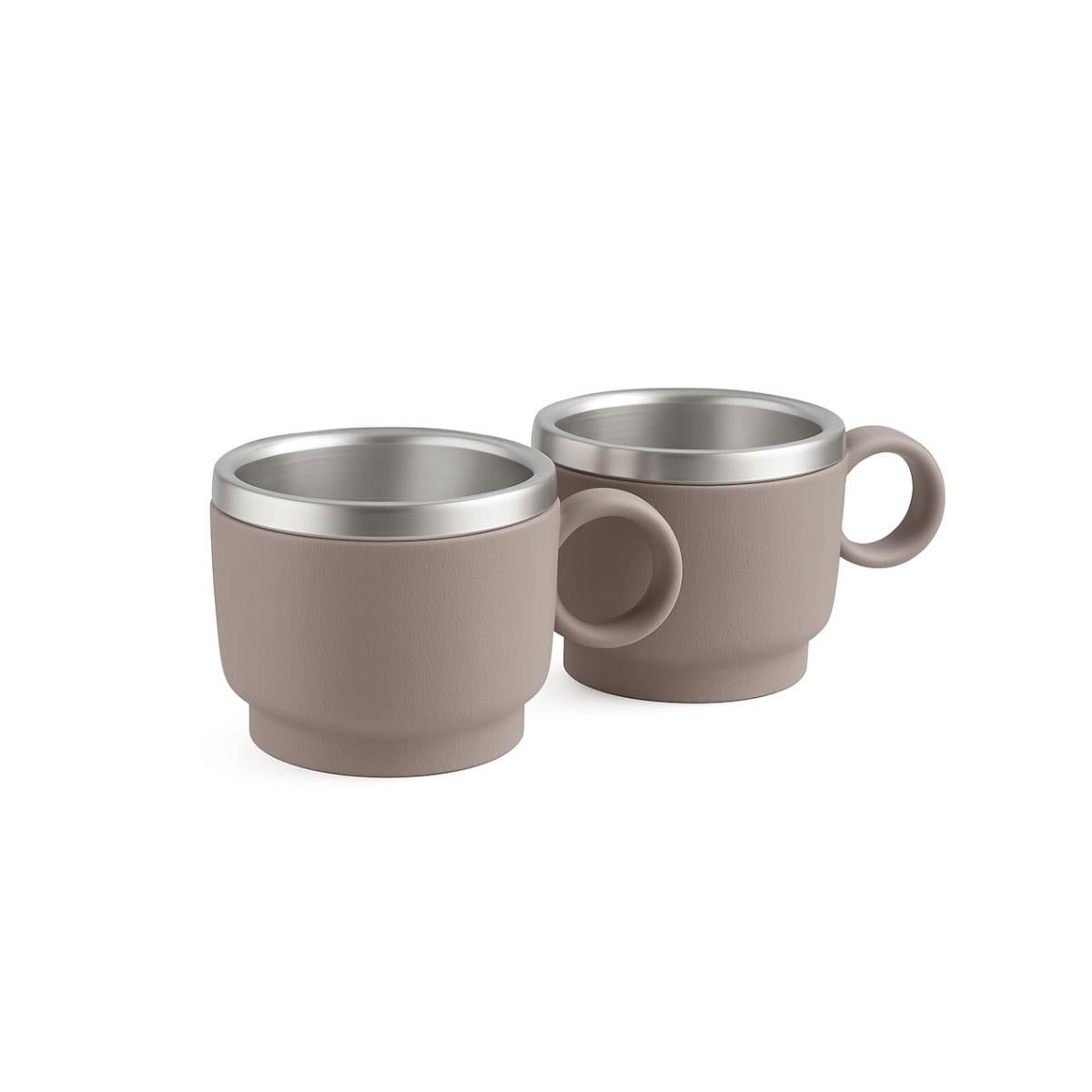 Kit 2 Xícaras para Café Tramontina em Aço Inox Cinza 80 ml