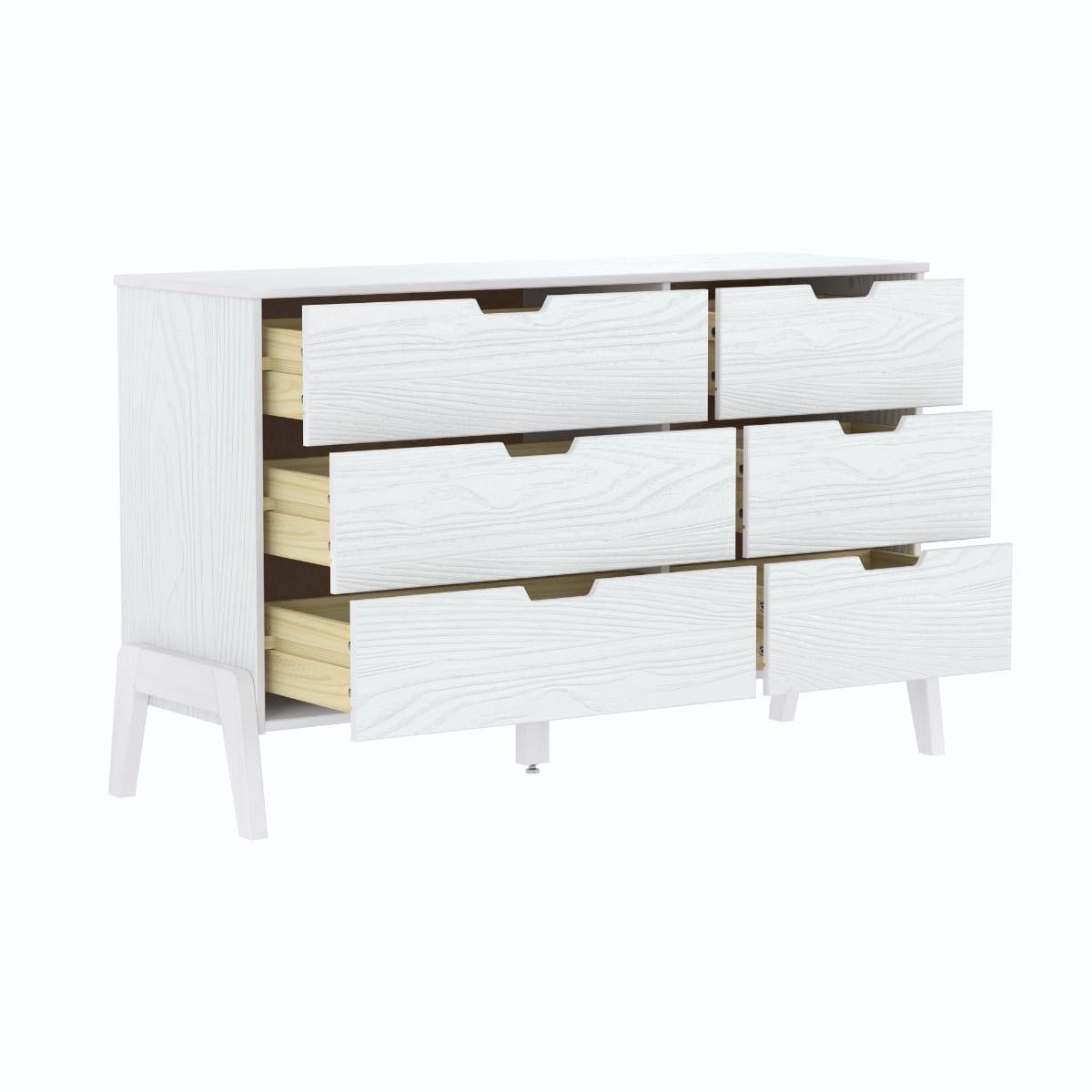 Cômoda 6 Gavetas Veneza em Madeira Branco 119x40x76 cm Marin