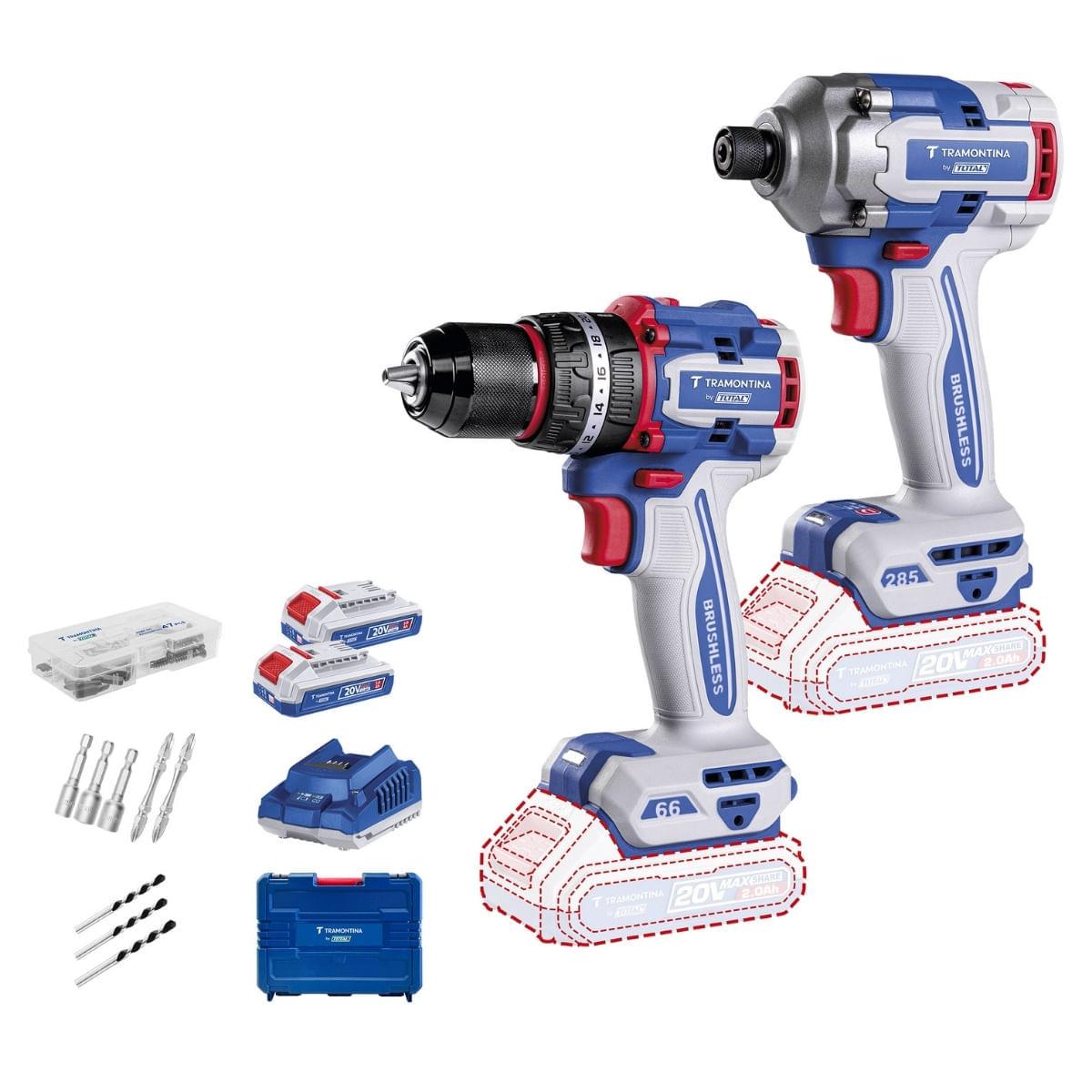 Kit Parafusadeira/Furadeira de Impacto 20V + Parafusadeira de Impacto 20V Tramontina