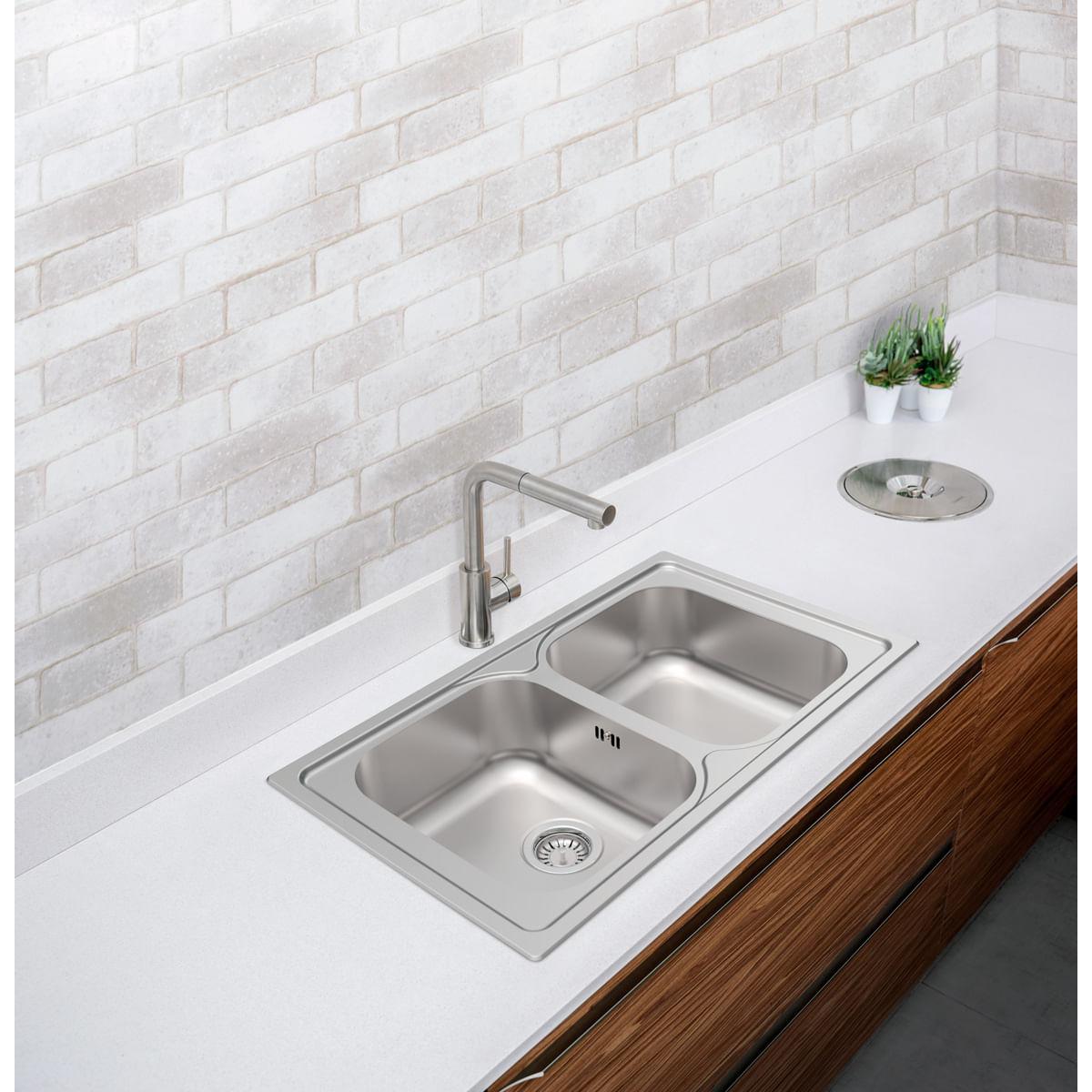 Cuba de Sobrepor Tramontina Marea 2C 34 Aço Inox Acetinado 86 x 50 cm