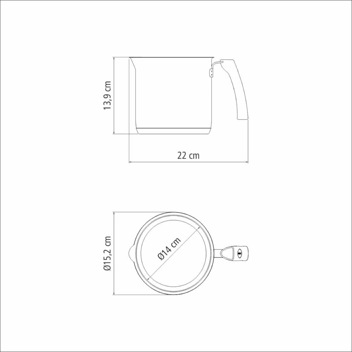Fervedor Tramontina Duo Silicone em Aço Inox Fundo Triplo e Silicone 14 cm 2,0 L