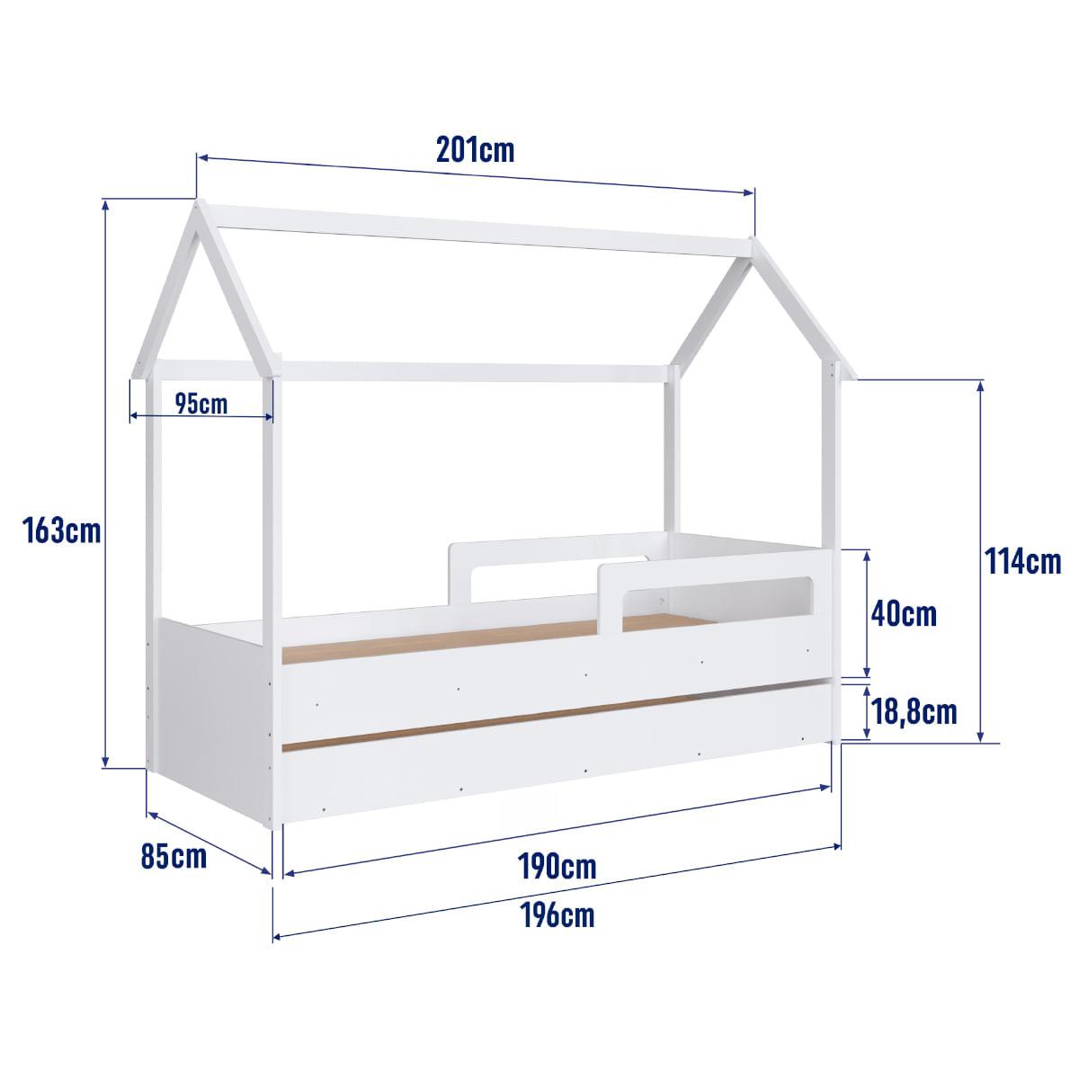 Cama Infantil Montessoriana com Cama Auxiliar Branco Completa Móveis