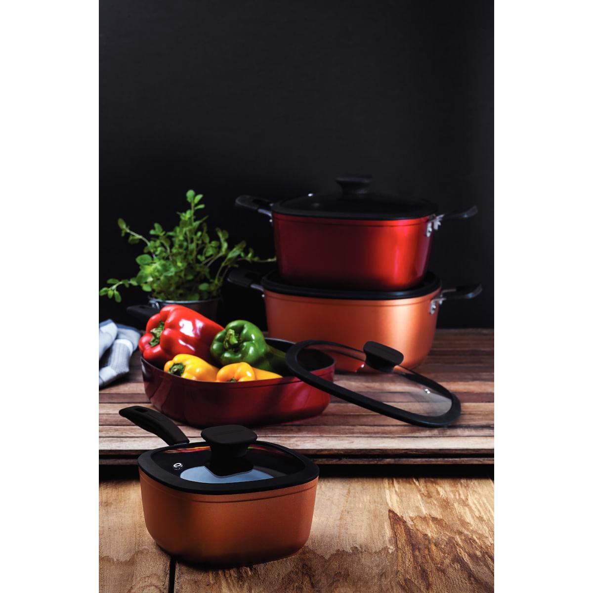 Frigideira Funda Tramontina Refinatta Alumínio Starflon Vermelho 24 cm 2,8 L