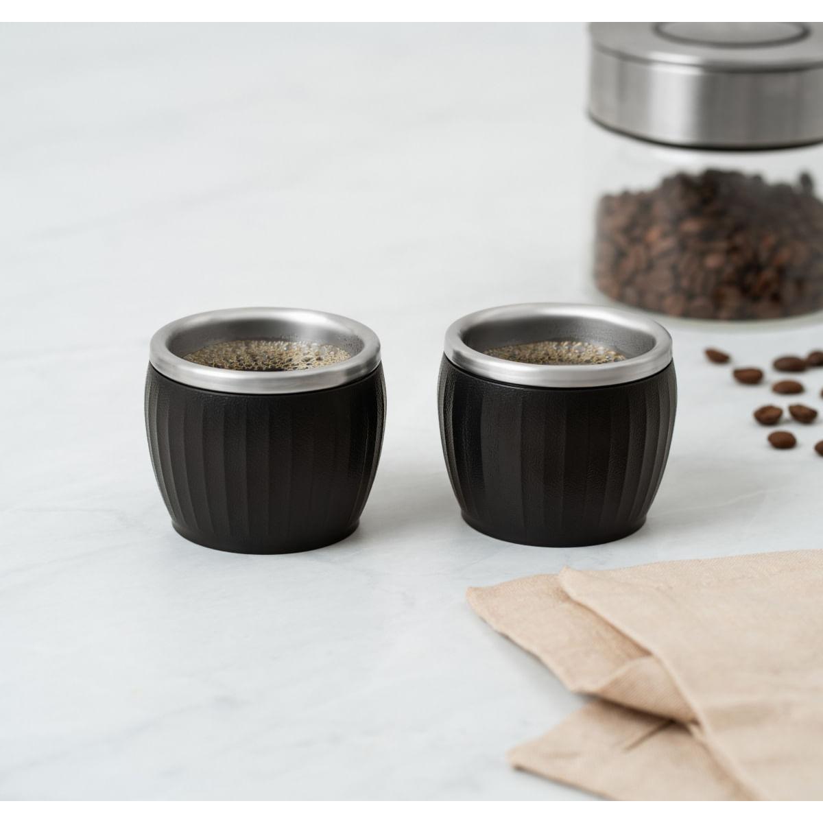 Kit 2 Xícaras para Café Tramontina em Aço Inox Preto 80 ml