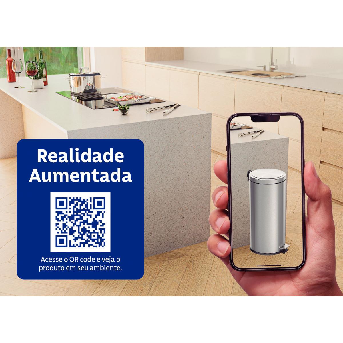Lixeira com Pedal Tramontina Brasil Plus 30 Litros em Aço Inox Acetinado