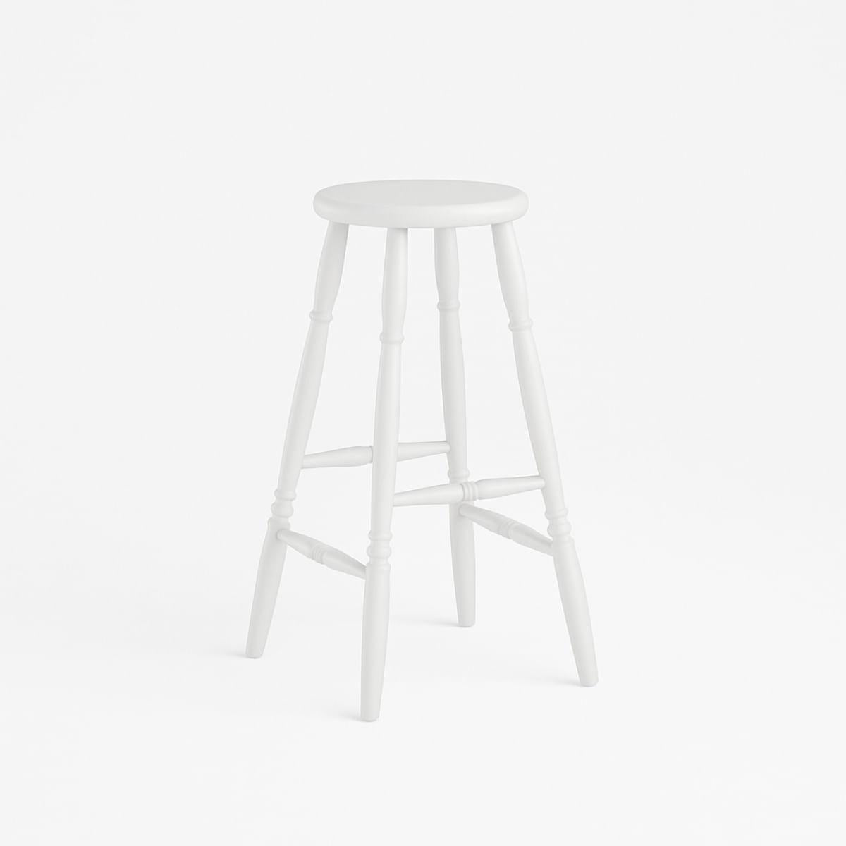 Banqueta Alta em Madeira Maciça 75cm Branco Marin Brasil