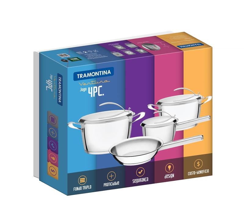 Jogo de Panelas Aço Inox 4 Peças VENTURA Tramontina 65360280