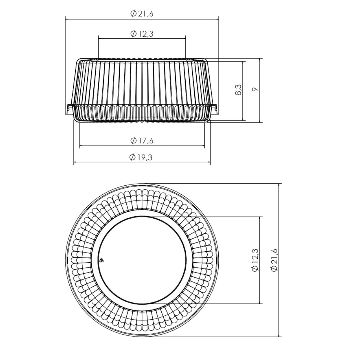 Embalagem Para Bolo e Tortas G32M Preta Transparente 100un 750g Galvanotek