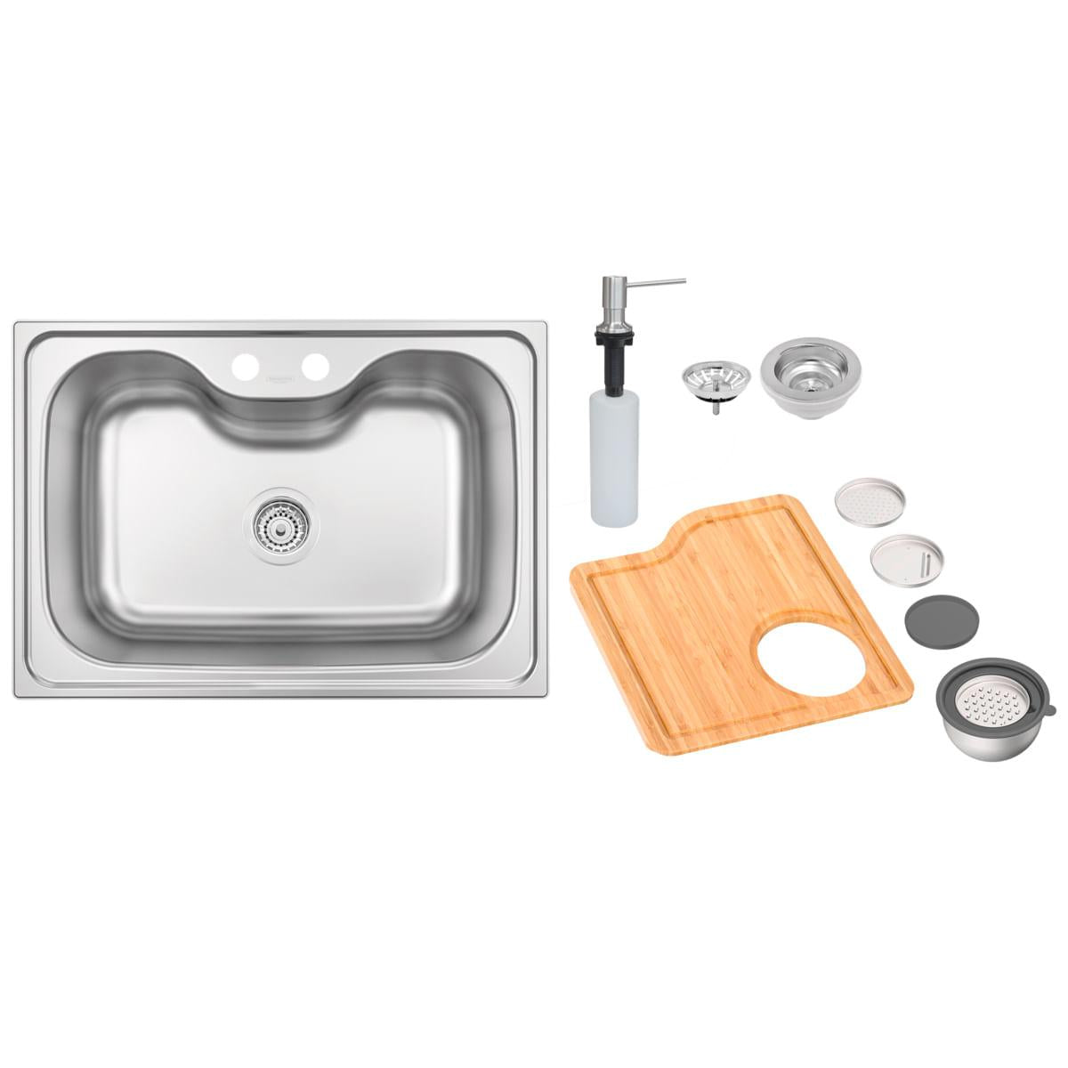 Cuba de Sobrepor Tramontina Morgana 60 FX Aço Inox com Dosador de Sabão Tábua e Bowl Ralador