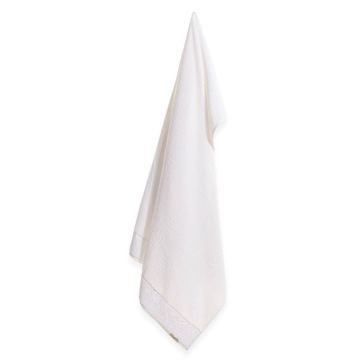 Toalha de Banho Gigante Karsten Fio Penteado Bordado Antônia Branco 86x150 cm