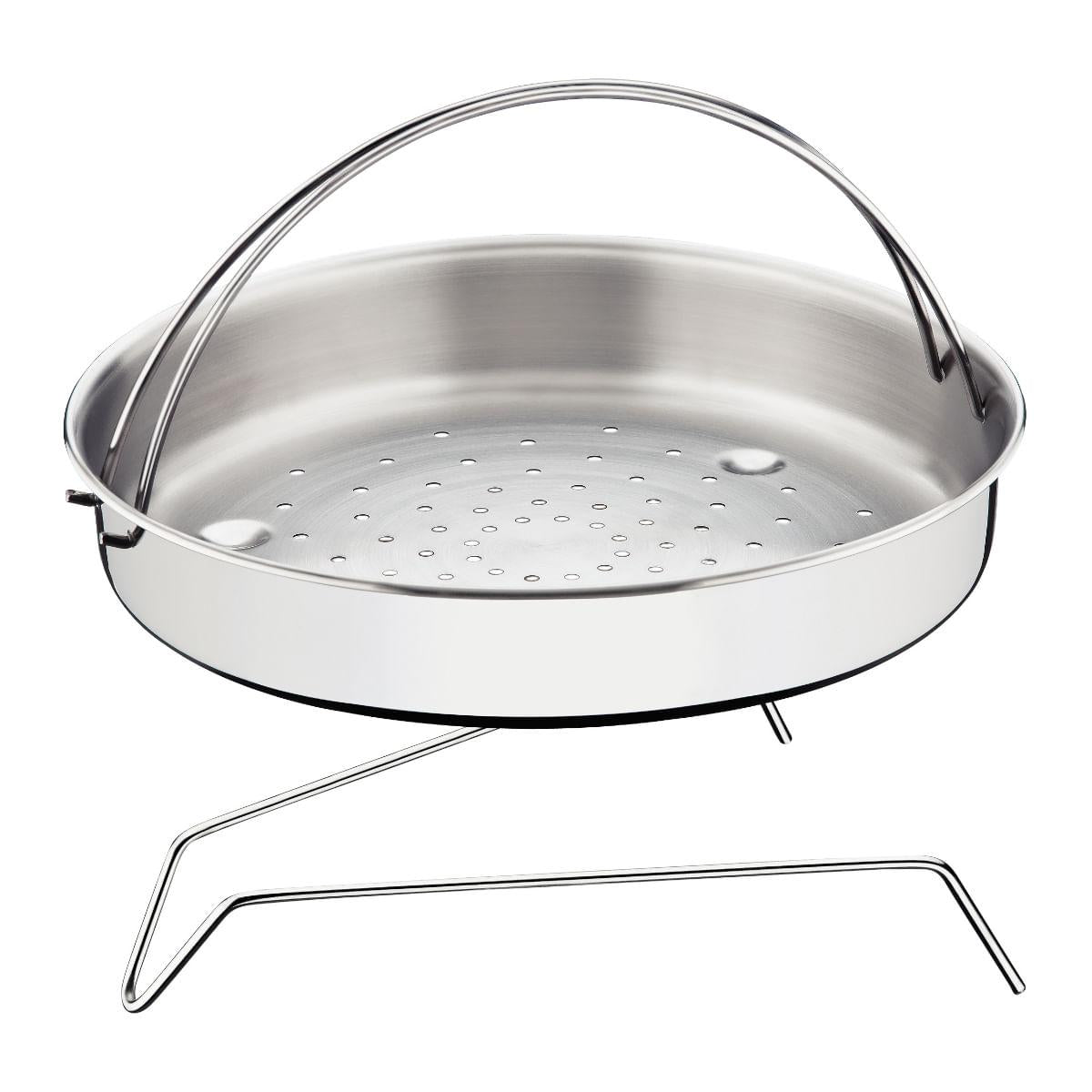Panela de Pressão Tramontina Solar em Aço Inox Fundo Triplo 22 cm 6 L com Cozi Vapore em Aço Inox