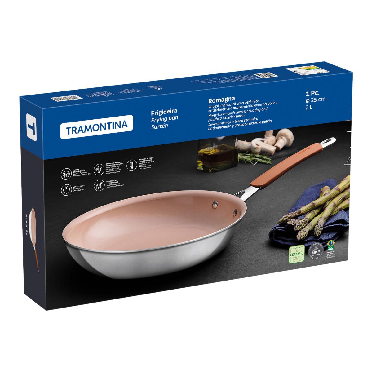 Frigideira Tramontina Romagna Aço Inox Cerâmico Marfim 25 cm 1,95 L