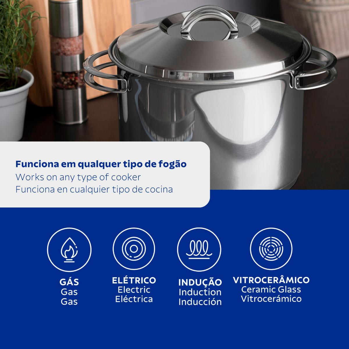 Caldeirão Tramontina Solar Aço Inox Fundo Triplo 28cm 15,7 Litros