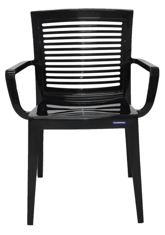 Cadeira Victória encosto vazado horizontal com braços preta Tramontina 92042009