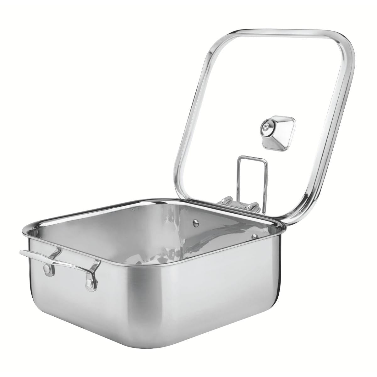 Caçarola Tramontina Grano Quadrada Aço Inox Suporte para Tampa 4 L