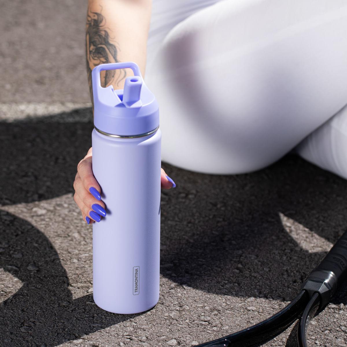 Garrafa Térmica Tramontina 650 ml Lilás com Canudo