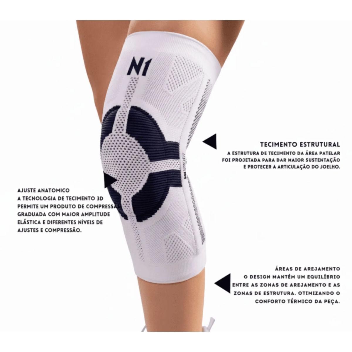 Joelheira PRO N1 Sport Branco e Azul Tamanho G