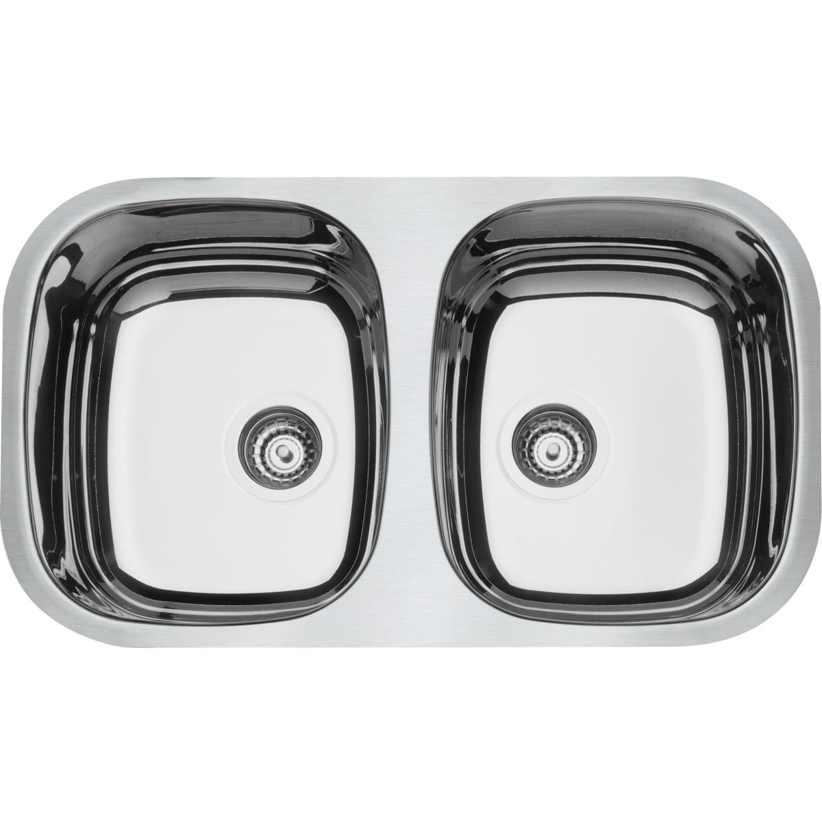 Cuba de Embutir Tramontina Prime Isis 2C 34 BL em aço inox alto brilho 76 x 44 cm com Escape