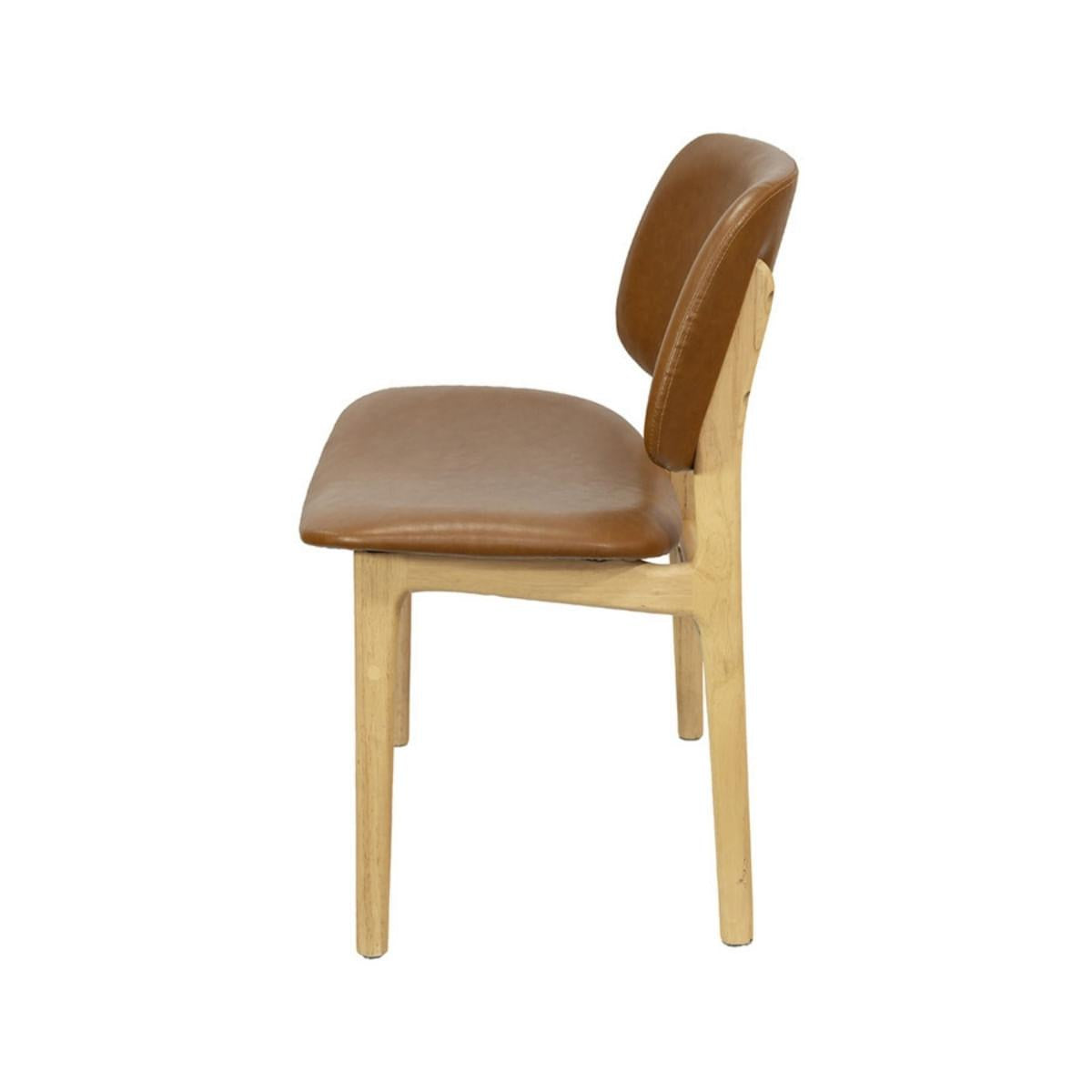 Cadeira Sela Or Design em Madeira Clara com PU Caramelo